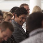 Derek Baston (foreground) enjoys a light-hearted moment at REBarCamp Perth 2011